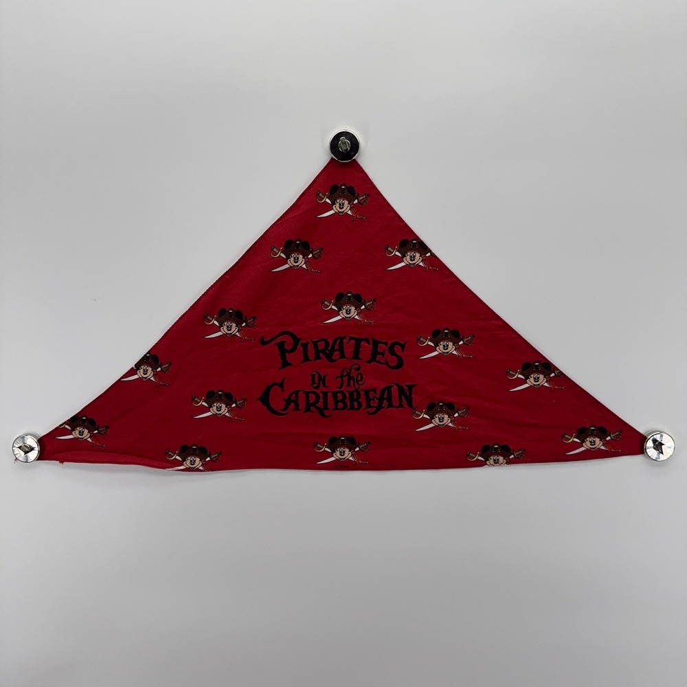Disney Pirates of the Caribbean Red Mickey Mouse Triangle Bandana Scarf